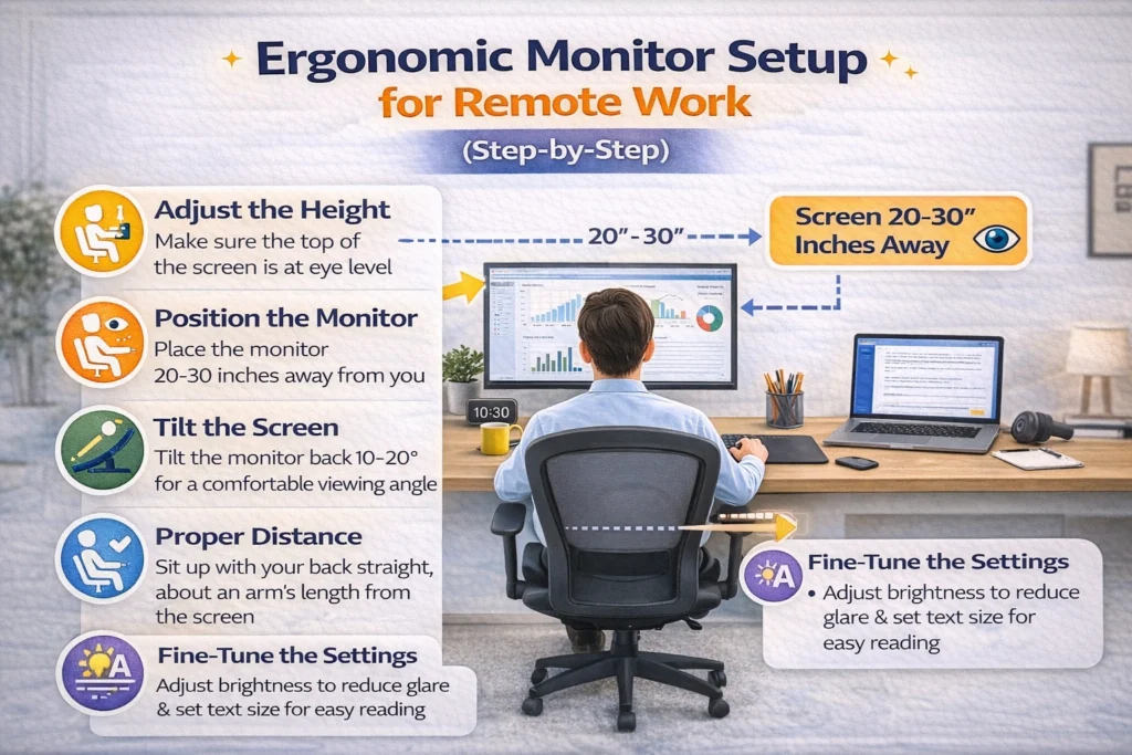 Ergonomic Monitor Setup for Remote Work Step by Step