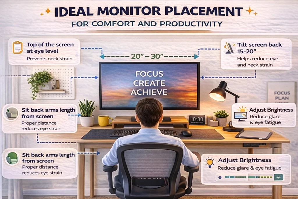 Ideal Monitor Placement for Comfort and Productivity