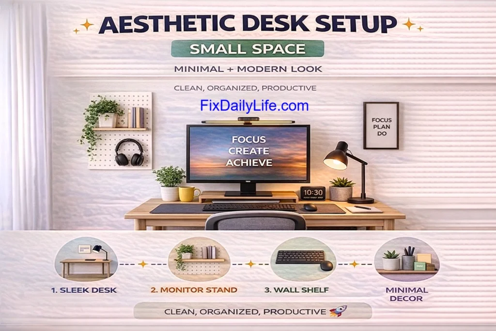 Aesthetic Desk Setup Small Space