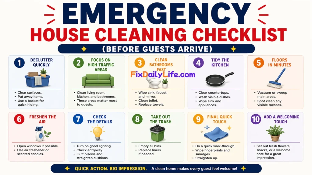Emergency House Cleaning Checklist Before Guests Arrive