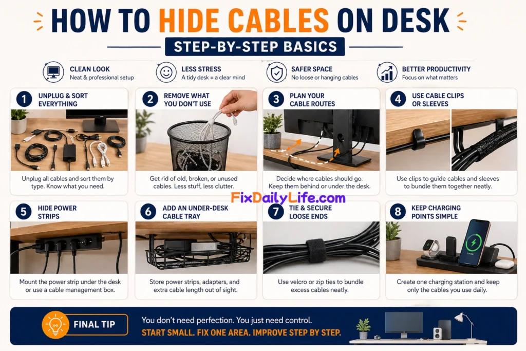 How to Hide Cables on Desk Step-by-Step Basics