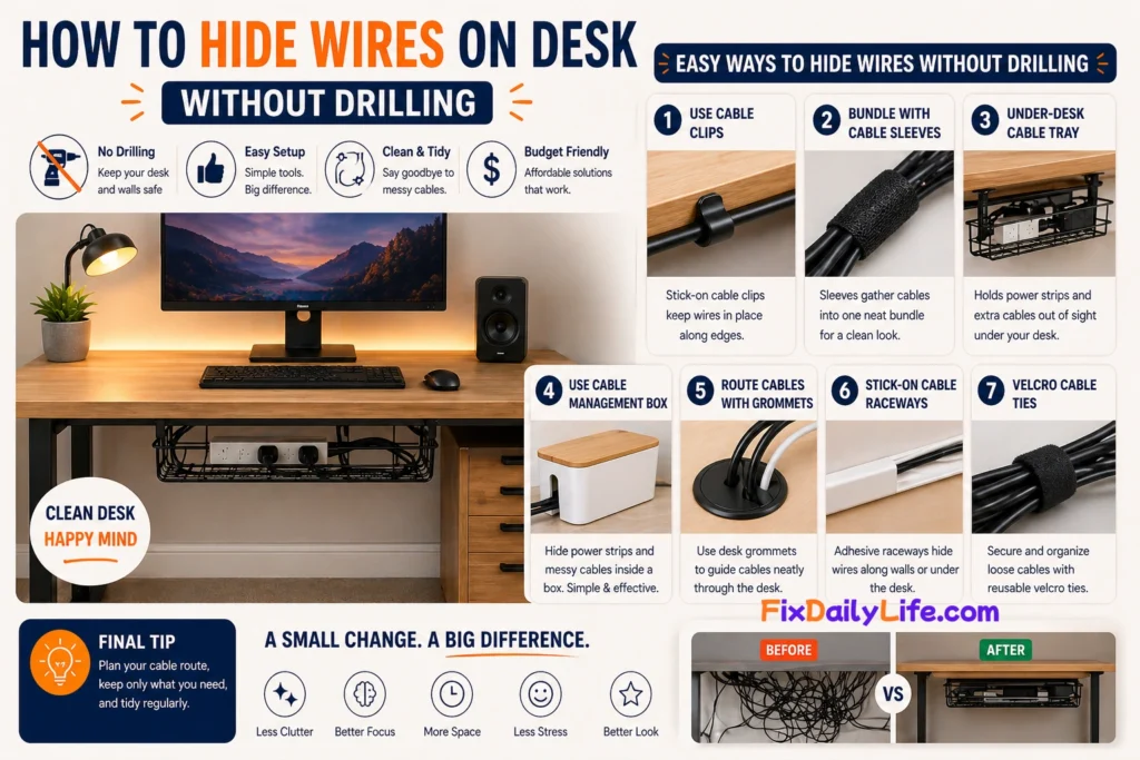 How to Hide Wires on Desk Without Drilling