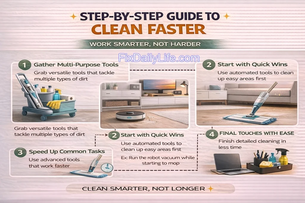 Step-by-Step Guide to Clean Faster Using Time Saving Cleaning Tools